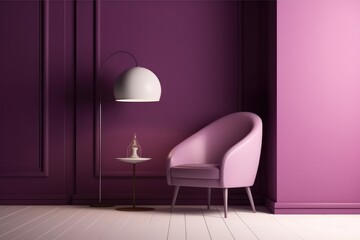 Violet room Very Peri. Chaircabinet and lamp. Modern design