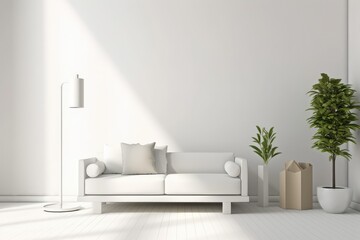 Fototapeta na wymiar White living room in modern style with sofatable