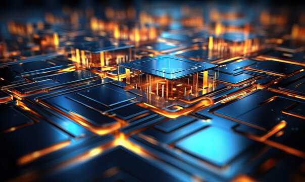 Abstract system board on the table close-up.