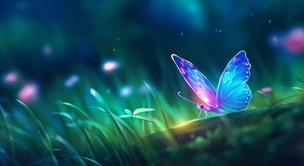 Fairy night butterfly, generative ai.