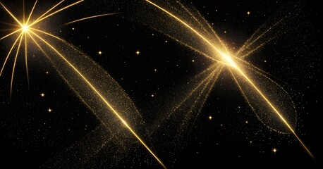 Fototapeta premium 3d abstraction of yellow particles on a black background , AI generation