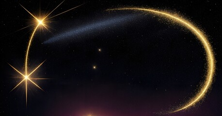 3d abstraction of yellow particles on a black background , AI generation