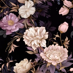 Seamless boho floral pattern with peony flowers. Contemporary design for fabric textile, wedding stationary, wallpaper, DIY, packaging, cards