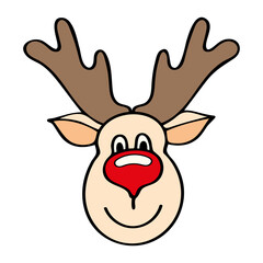 Reindeer head. Hand drawn flat illustration.
