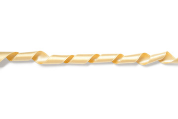 Curled golden ribbon isolated on white background