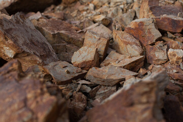 photograph of flagstone on a hill. Concept of nature and industries.