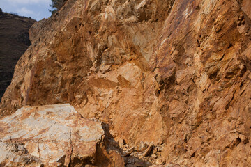 photograph of flagstone on a hill. Concept of nature and industries.