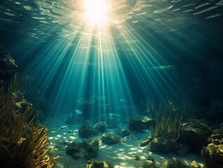 Fototapeta na wymiar Underwater sea view, generative ai