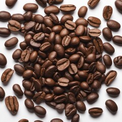 Pile of Coffee Beans in White Background for International Coffee Day