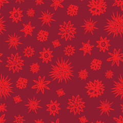 Naklejka na ściany i meble Red flowers pattern. Can be printed on any material: package, merch, fabric, home.