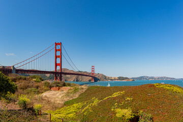 Sunny view of The Golden Gate Bridge