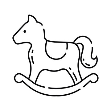 Isolated flat wooden horse toy sketch icon Vector