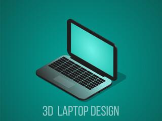 
Realistic black 3d laptop, white Laptop computer isolated on white. Vector illustration