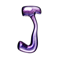 J y2k alphabet with liquid dark purple chrome effect