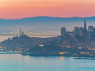 Fototapeta premium Sunrise landscape of the cityscape downtown