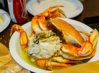 Close up shot of delicious steam crab