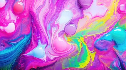 3D colorful paint background. Liquid artwork. Mixed paints with gradient vivid colors. Illustration for anner, poster, cover, brochure or presentation.