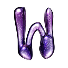 W y2k alphabet with liquid dark purple chrome effect
