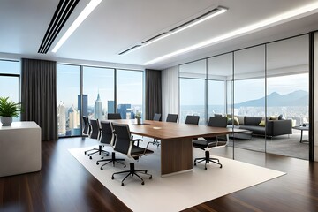modern office interior with desk
