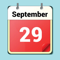 day on the calendar, vector image format, September 29