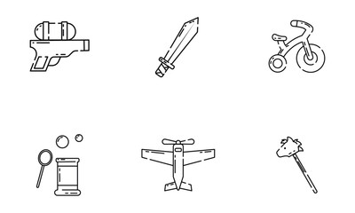 Set of different flat toy icons Vector