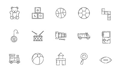 Set of different flat toy icons Vector