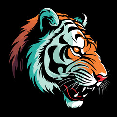 Tiger face design on black backgound Vector Illustration, tiger, face, design, black, background, vector, illustration, tiger face, black background, vector illustration, wildlife, mammal, feline