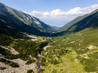 Aerial view of Pirin Mountain near Banderitsa River, Bulgaria