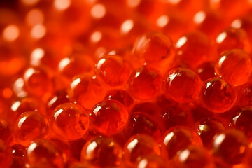 Red luxury caviar macro texture closeup. Generative AI
