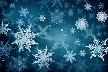 Fototapeta na wymiar Beautiful snowflakes on the blue background. Generative AI