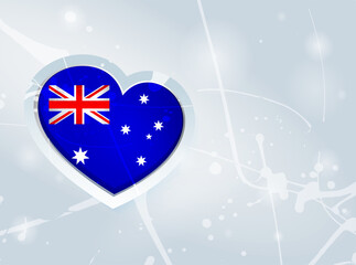Australia Flag in the form of a 3D heart and abstract paint spots background - 640918992