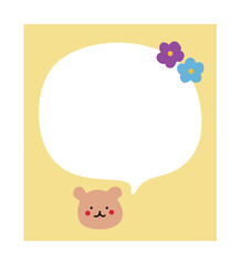 Memo illustration with hand drawn cute bear character. 