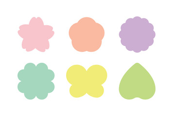 A set of frame illustrations of various shapes such as flowers, butterflies, leaves, and clover.