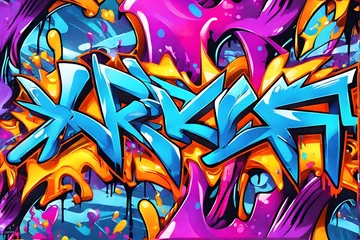 Fotobehang Graffiti Background, Graffiti Wallpaper, Graffiti Pattern, Street art background, graffiti art, graffiti Design, Graffiti Paint, AI Generative © Forhadx5