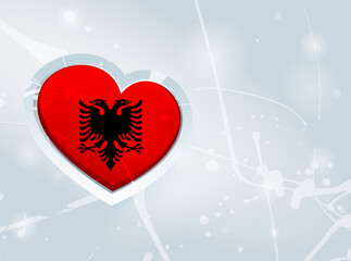 Albania Flag in the form of a 3D heart and abstract paint spots background. - 640923931