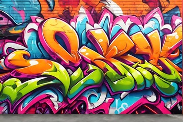 Naklejka premium Street Graffiti Background, Street Graffiti Wallpaper, Graffiti Pattern, Graffiti Wall background, Graffiti Street Art, Graffiti Paint on Street Wall, AI Generative