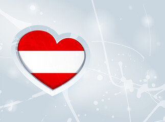 Austria Flag in the form of a 3D heart and abstract paint spots background - 640927932
