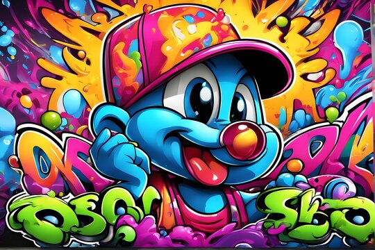 Cartoon Graffiti Wallpaper, Cartoon Graffiti Background, Cartoon Graffiti Pattern, Cartoon Character Graffiti background, Cartoon Character Graffiti Art, Graffiti Background, AI Generative