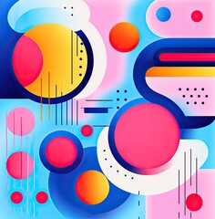 Risograph aesthetic of circles and straight lines
