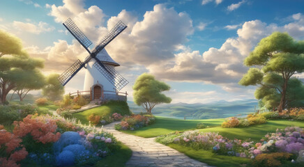 Renewable Energy: Wind Turbine Harnessing Nature's Power at Sunset