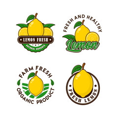 Lemon fruit logo design collection