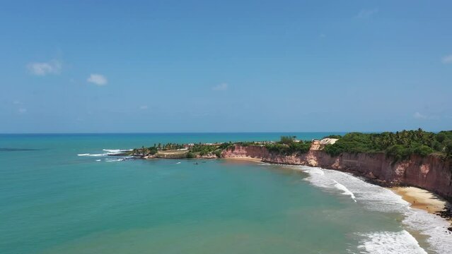 Fantastic aerial view of Dolphins Bay with turquoise waters near Natal, Rio Grande do Norte, Brazil 
