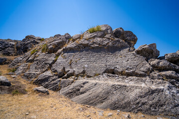Ruins in the ancient city of Hattusa. Hattusas was the capital of the Hittite Empire in the late Bronze Age.