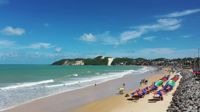 Amazing aerial view of Ponta Negra Beach in Natal city, Rio Grande do Norte, Brazil 