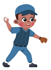 Kid Baseball Player Throwing Ball