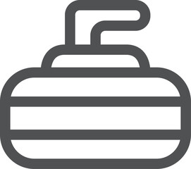 シンプルなスポーツ用品の線画単品アイコン　カーリングストーン