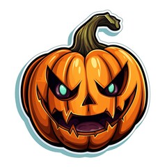 Sticker of a Cartoonized Pumpkin on a White Background easy to Cutoff.