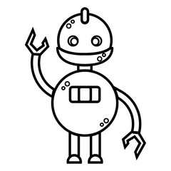 Outline of an isolated robot toy icon Vector