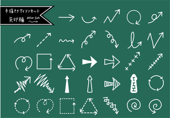 手描きの矢印セット（黒板風）
