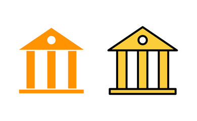 Bank icon set for web and mobile app. Bank sign and symbol, museum, university